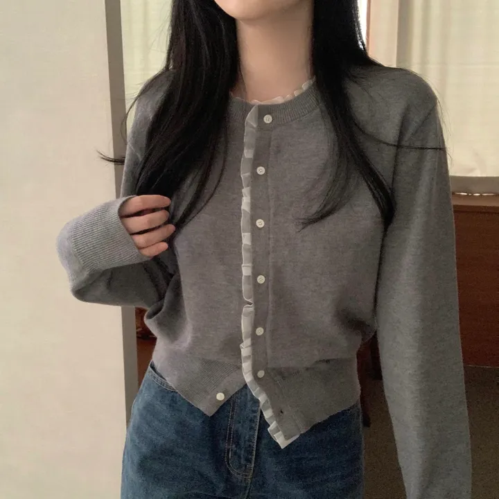 샤 셔링 프릴 레이스 가디건 상세 이미지 14
