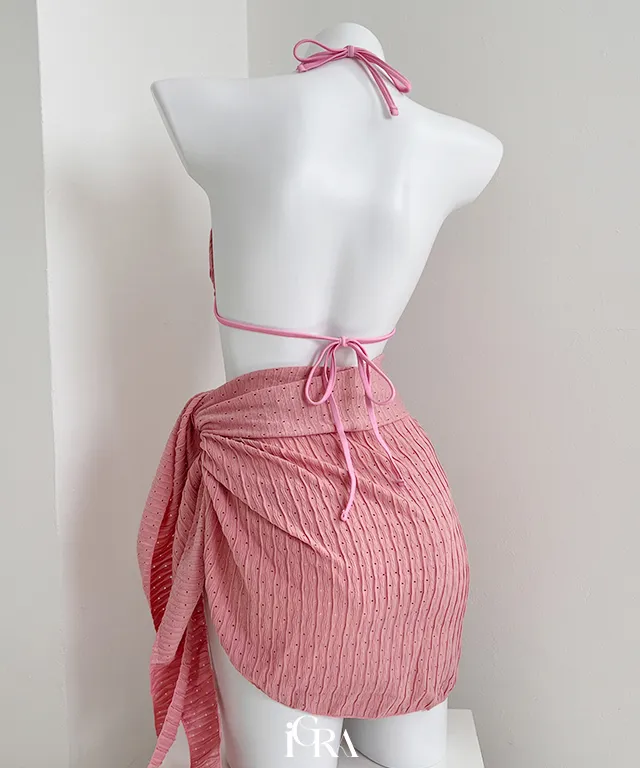 3Color 홀터넥 비키니 3pcs 뱃살커버 수영복 세트 상세 이미지 8