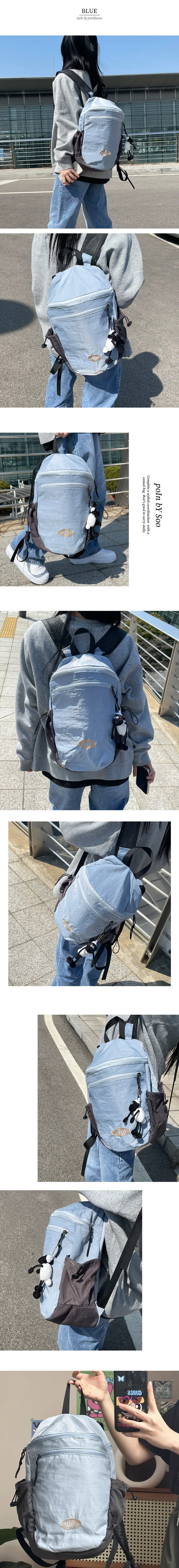 [최저가🧡/당일출고] 데일리 컬러링 매쉬 나일론 스트링 백팩 등산 여행 배낭 키링 가방 상세 이미지 7