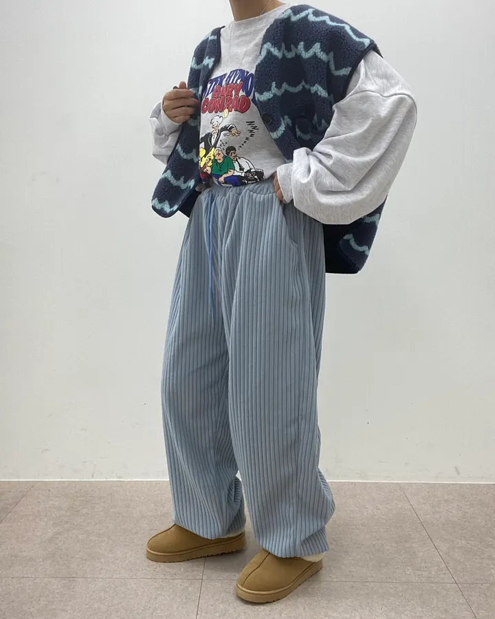 왕골 벨로아 조거 팬츠 빅사이즈 오버핏 (밴딩편해요) 4color 상 상세 이미지 33