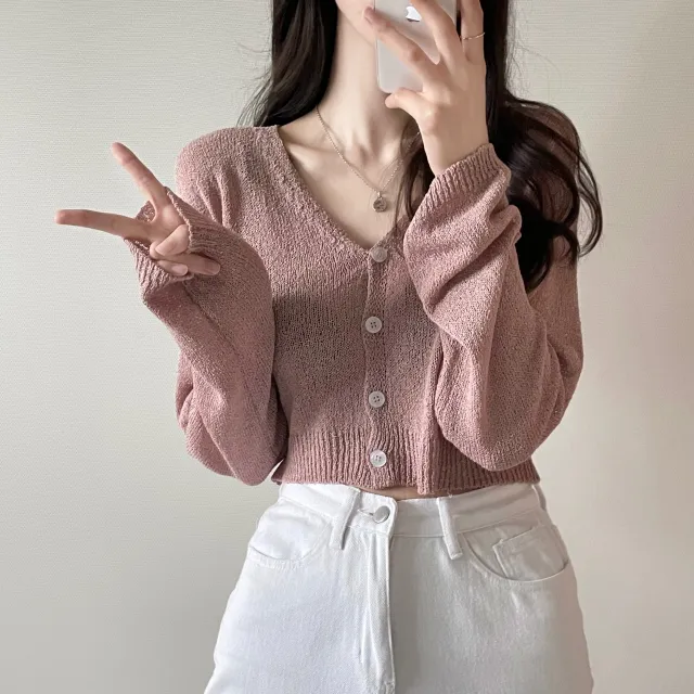 (5color)피넛 썸머 크롭 브이넥 가디건 상세 이미지 39