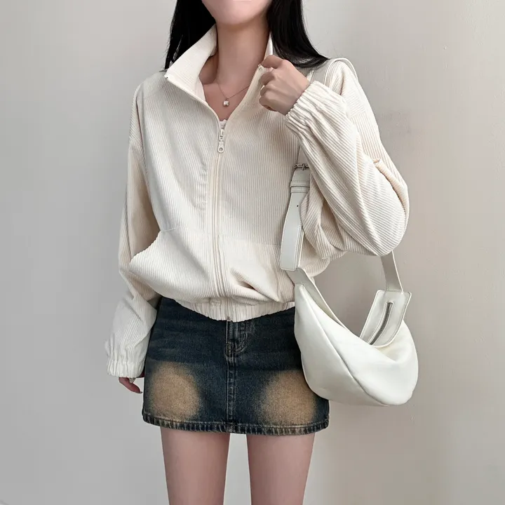 감성100% [최저/Y2K] 카라멜 코듀로이 반집업 - 5color 상세 이미지 4
