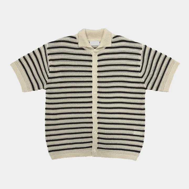 [온트추천] (UNISEX) 모리 스트라이프 카라 반팔 가디건 상세 이미지 48
