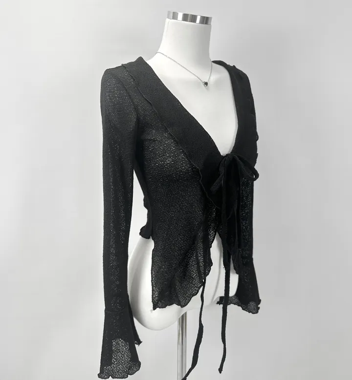 ruffle ribbon lace cardigan 러플 리본 레이스 가디건 (봄가디건, 러블리, 프릴, 니트가디건, 슬림핏, 여리여리) 상세 이미지 43