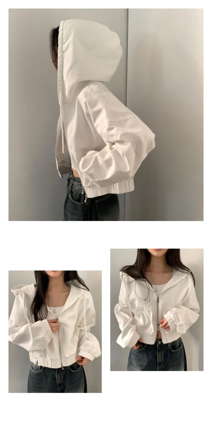 [얼굴소멸/핏잡혀있는] 루니 코튼 루즈핏 후드 집업 점퍼  크롭 후드 자켓 상세 이미지 13