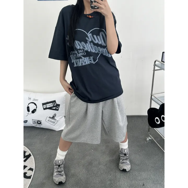[UNISEX/기획특가/소장추천!/3size!]사이드 폴드 핀턱 포인트 루즈 와이드 벌룬 버뮤다 하프 트레이닝 팬츠(2color) 상세 이미지 54