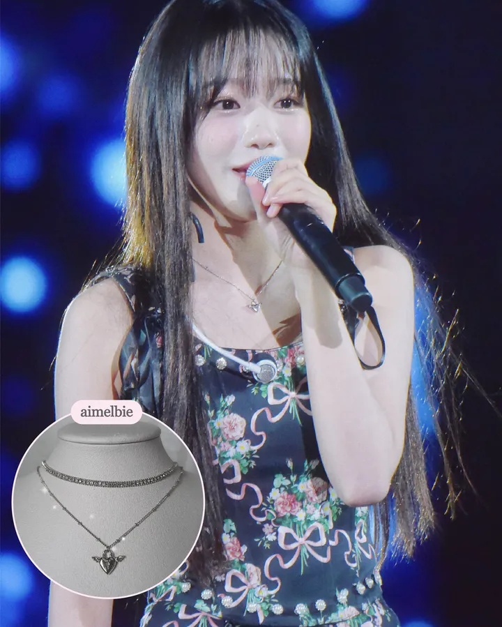 [츄, 조유리 착용] Angelic Heart Lock 엔젤 하트 자물쇠 큐빅 초커 레이어드 목걸이 - 실버 컬러 상세 이미지 15