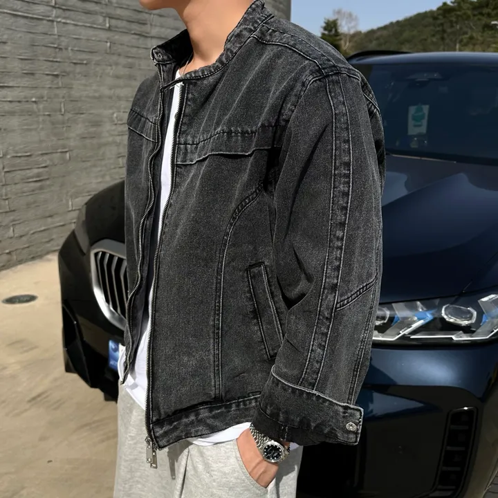 2사이즈! 커플 바이커 청자켓 데님 자켓 흑청 진청 겨울 가을 봄 커플룩 시밀러룩 꾸안꾸 코디 세트 크롭 슬림핏 오버핏 남녀공용 투피스 남자 데이트 빅사이즈 트레이닝  와이드팬츠 상세 이미지 17