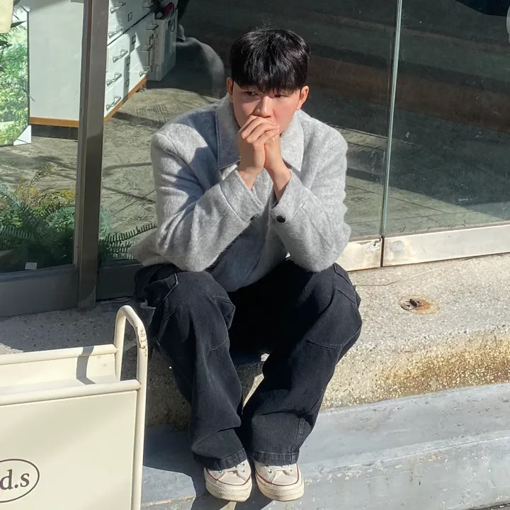 [캐주얼] 배색 남자 커플 오버핏 부클 털 모헤어 울 숏 하프 반 크롭 코트 점퍼 자켓 상세 이미지 31