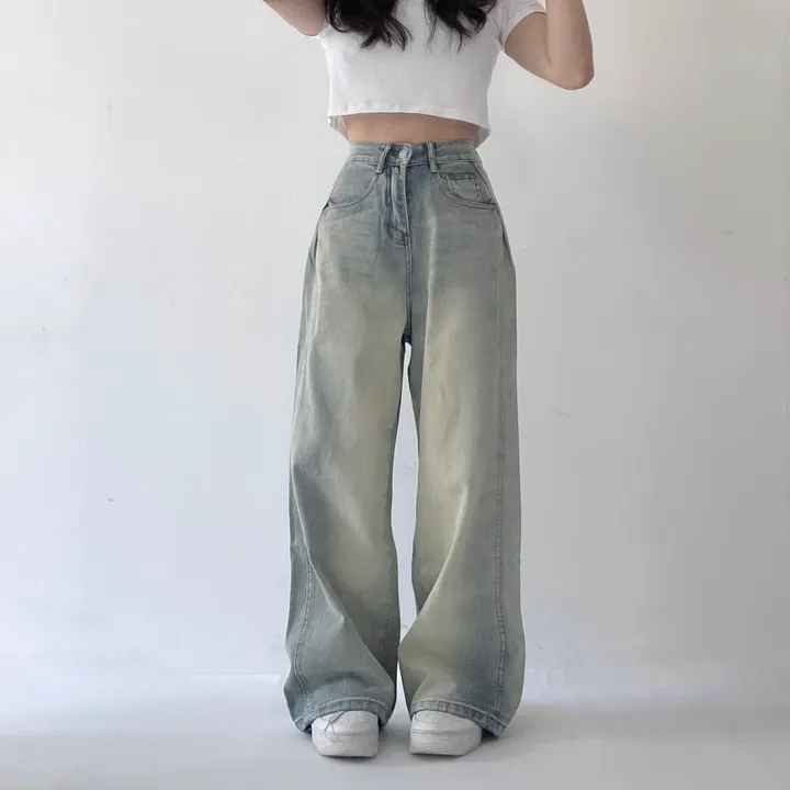 골반보정/색감깡패❣️빈티지 핀턱 폴딩 와이드 워싱 데님 롱팬츠 3color 상세 이미지 4