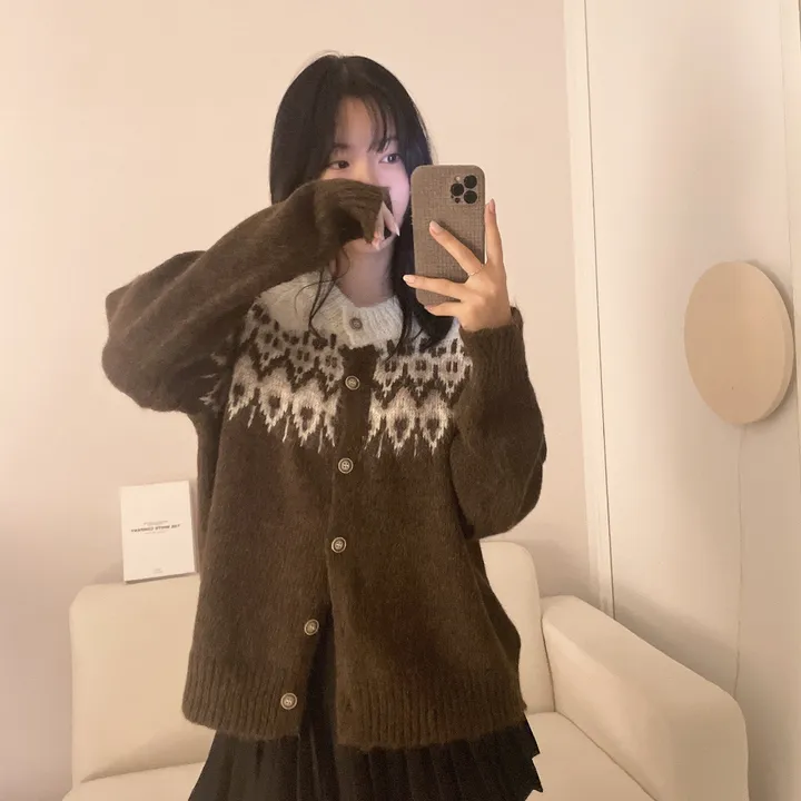 [손등덮는/🧶여리포근] 겨울 필수 아이템! 아벨 노르딕 앙고라 긴팔 니트 가디건 상세 이미지 8