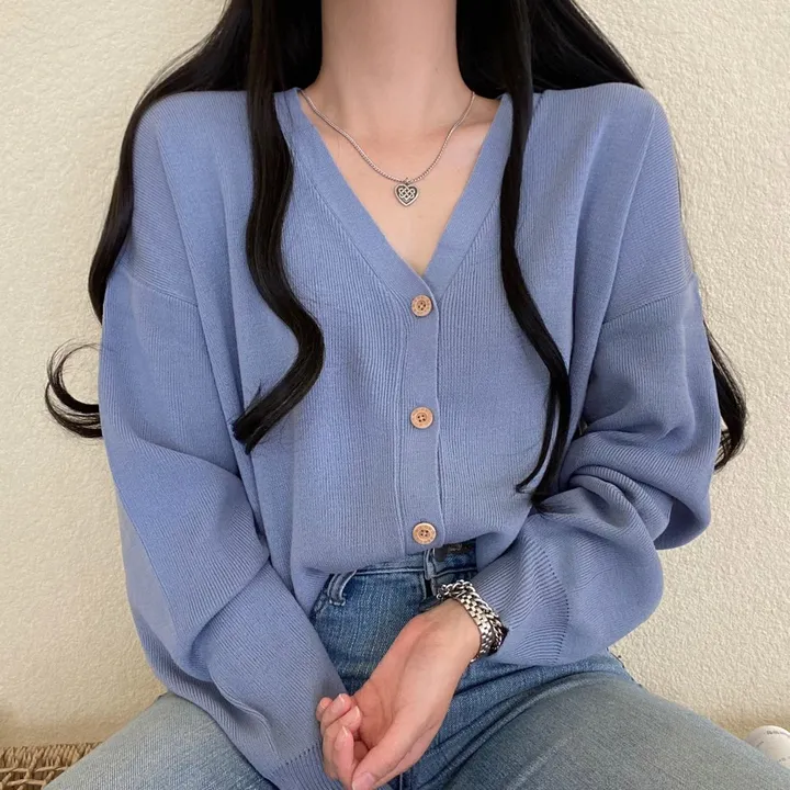 [12컬러/루즈핏] 복숭아 브이넥 단추 긴팔 가디건 상세 이미지 22