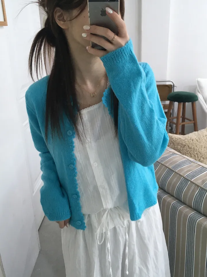 [봄신상💐](5colors/파스텔색감🌈🖍️) 레이어드 펀칭 라운드넥 니트 봄 가디건 cd 상세 이미지 64
