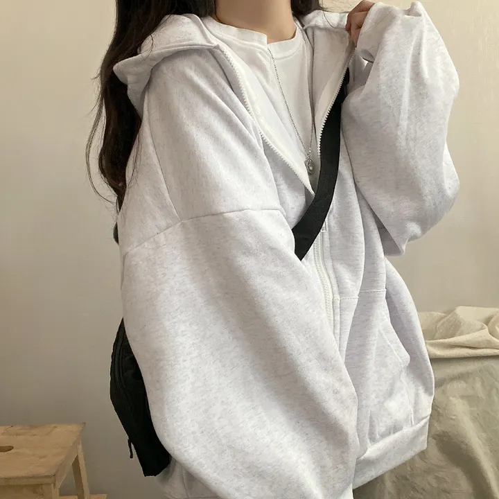 봄신상![넉넉/오버핏] 그래픽 뒷프린팅 레터링 오버 후드집업 4color 상세 이미지 8