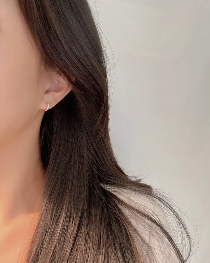 실버925 원터치 큐빅 미니 링귀걸이 (실버,로즈골드) 상세 이미지 9