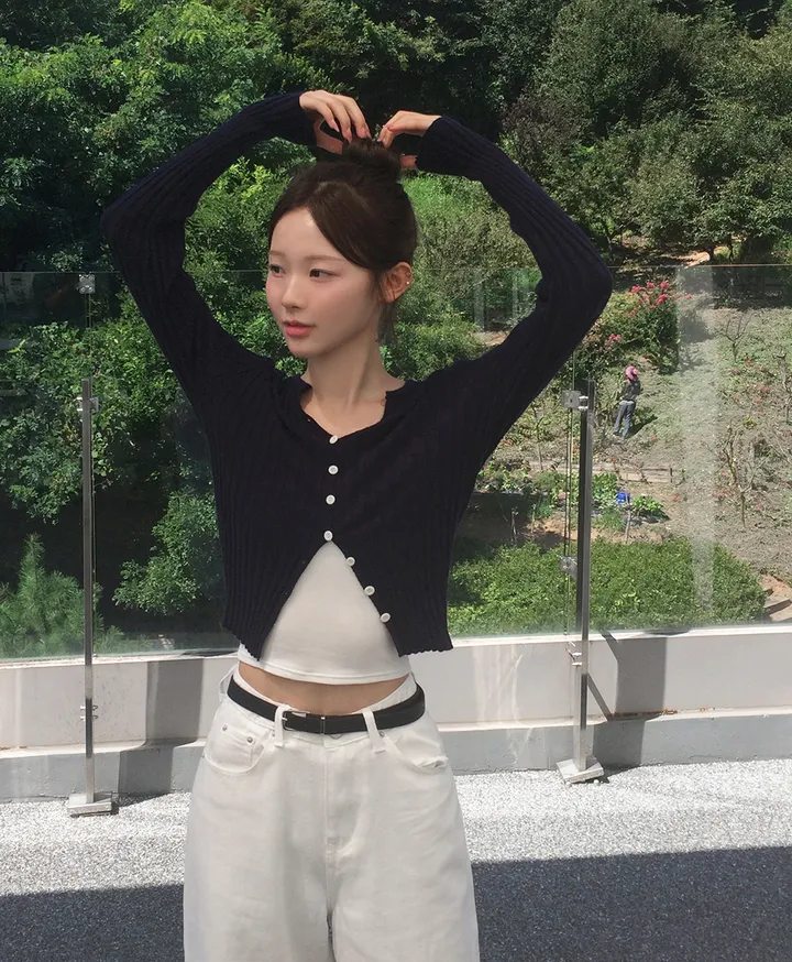 [청순핏/부들부들-/색감강추] 크루아 슬림핏 라운드넥 골지 니트 긴팔 가디건 7colors 상세 이미지 23