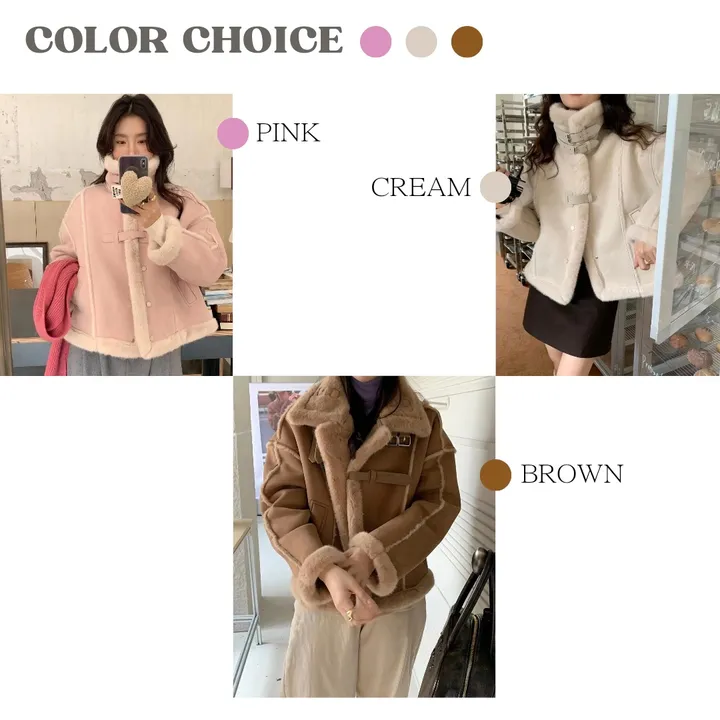 [3000장돌파🔥당일배송]98%고객만족 캔디 하이넥 폭닥 스웨이드 무스탕 점퍼 자켓 3color 상세 이미지 17