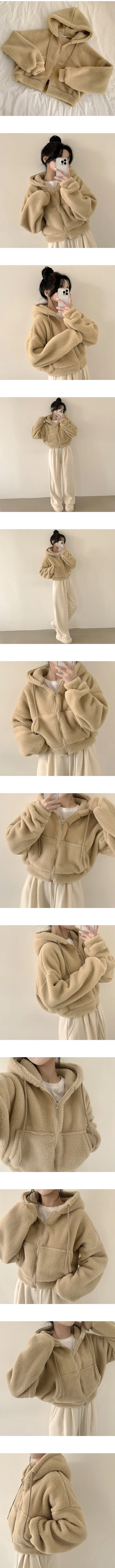 [고중량,왕도톰!/겨울까지~] 귀여운 아방핏, 뽀글이 밍크 투웨이 크롭 후드집업 점퍼 (4color) 상세 이미지 2