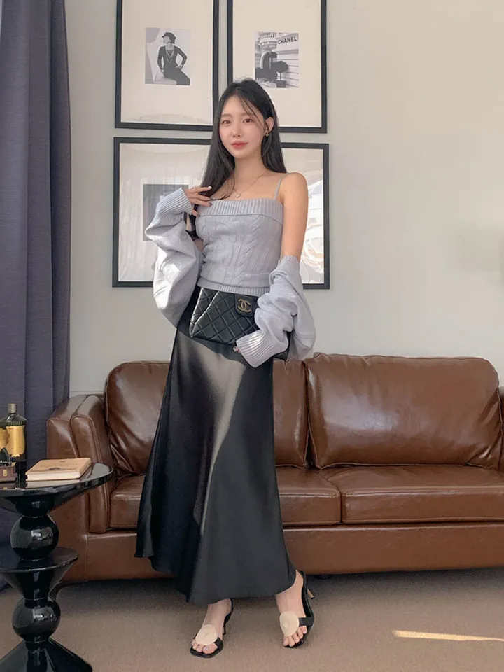 [찐애정템ㅠ고퀄버전*나시볼레로setෆ부유방삭제핏] 빈츠 꽈배기 끈나시 + 루즈핏 긴팔 볼레로 세트 니트 탑 나시 크롭 볼레로 가디건 스판 긴팔 투피스 세트 봄 가을 데일리룩 데이트 상세 이미지 47