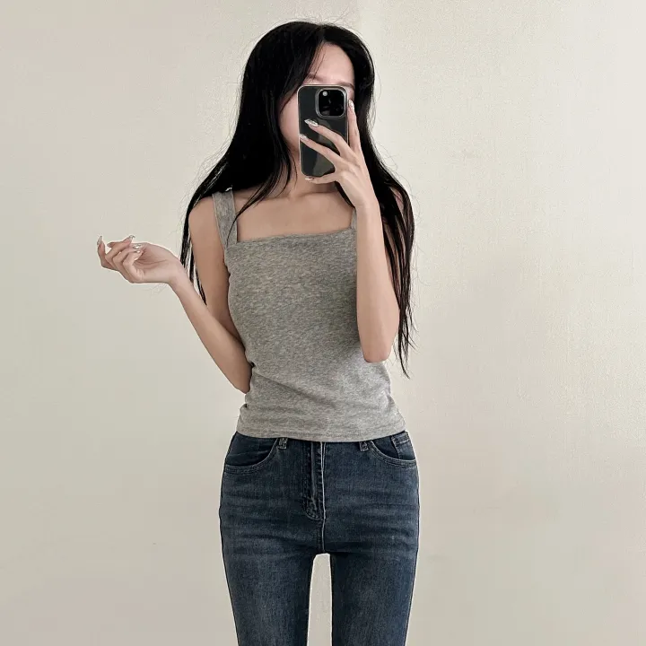 당일 출고🚀속옷끈 노출X💕핏보장 🔥 부유방 소멸❌ 비슬림핏 스퀘어 나시 이너템 끈 체형커버 쫀쫀 스판 슬리브리스 (화이트, 그레이, 블랙) 3color 상세 이미지 32