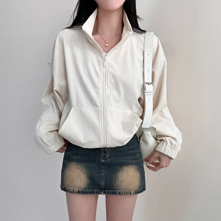 감성100% [최저/Y2K] 카라멜 코듀로이 반집업 - 5color 상세 이미지 7