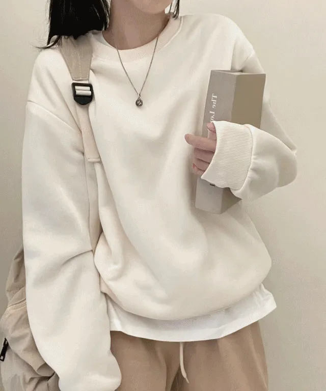 1+1할인*기획[기모안감🔥/12컬러.여유핏]기모무지컬러여유핏맨투맨