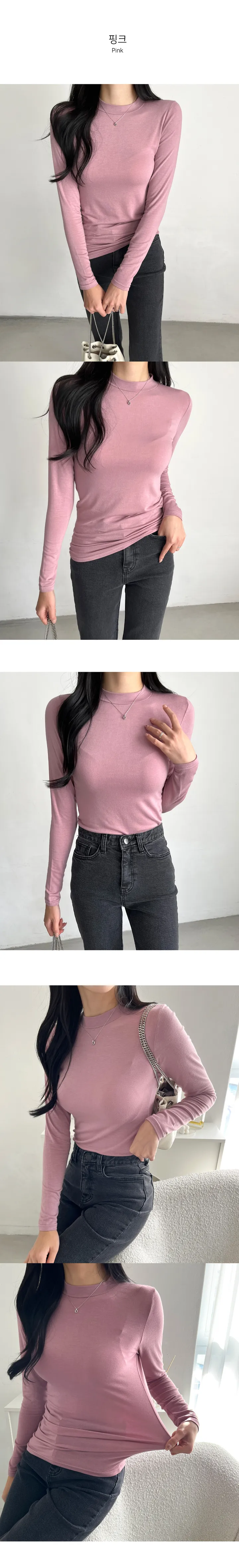 (쫀쫀/핏메이커) 늘씬핏 데일리 슬림 스판 긴팔 티셔츠 12color 이너 레이어드 무지 상세 이미지 15
