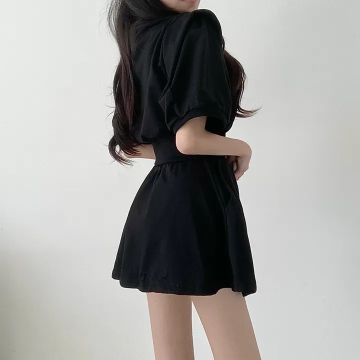 [치마바지/상하의SET] 로로 퍼프소매 반팔맨투맨 + 치마바지 투피스set 상세 이미지 33