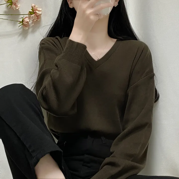 [1000장돌파💛/니트맛집/] V넥 베이직 기본 니트 10color 상세 이미지 52