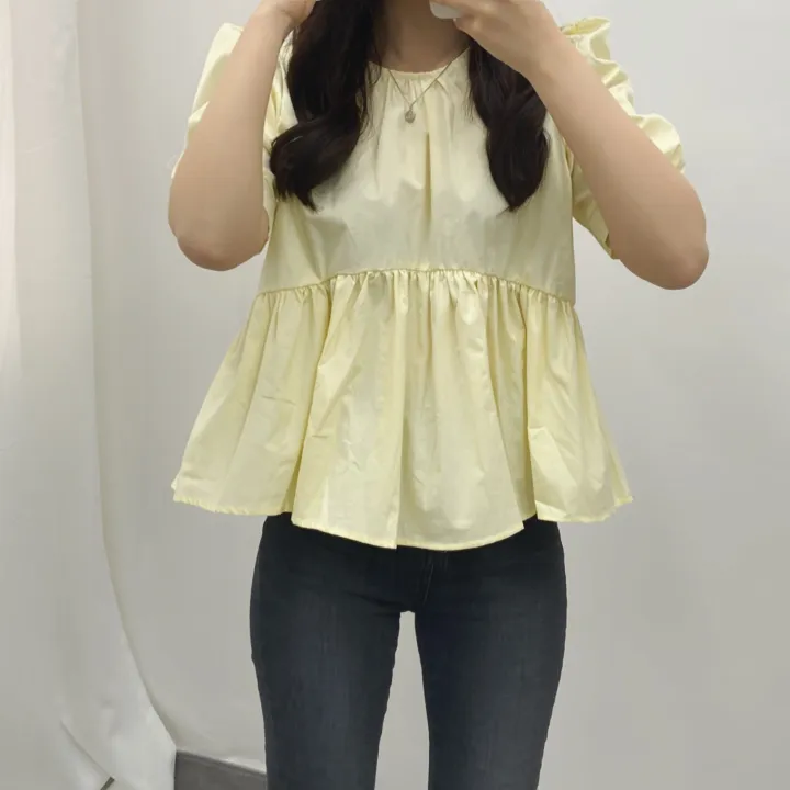 (전색상당일발송!) 파스텔 셔링 퍼프 블라우스 3color 상세 이미지 16
