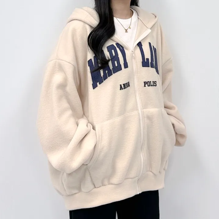 [후드집업/아노락ver 선택] 후리스 플리스 레터링 오버핏 루즈핏 반집업 집업 아우터 겨울 반집업후리스 후드집업후리스 아노락후리스 후리스후드집업 후리스아노락 오버핏후리스 상세 이미지 23