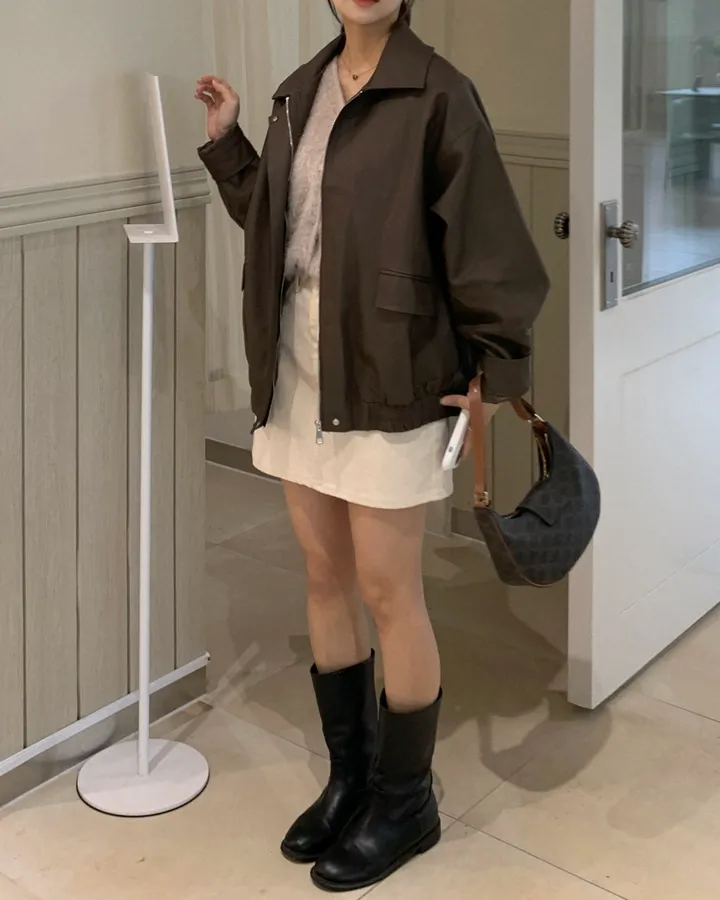 <미리 봄🌸/찐오버핏> 데이 오버핏 카라 블루종 레더자켓 - 2color 상세 이미지 3
