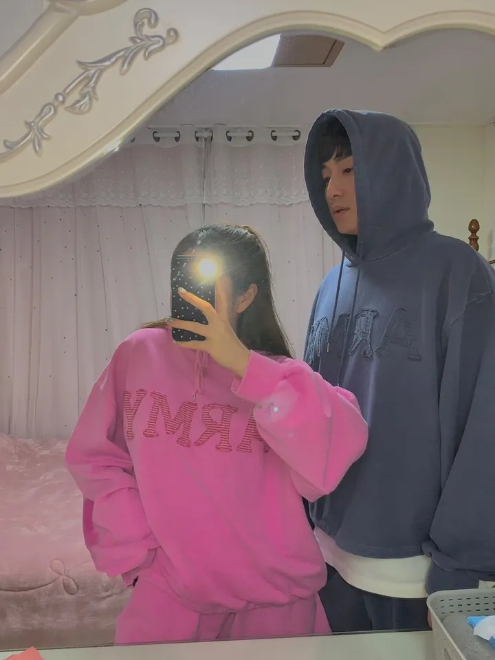 [세트가격🌠/남녀공용🧏‍♀️💕/도링룩단독💌] 피그먼트 아미 레터링 후드 밴딩 5부 반바지 커플 트레이닝세트 투피스 (3color) 상세 이미지 43