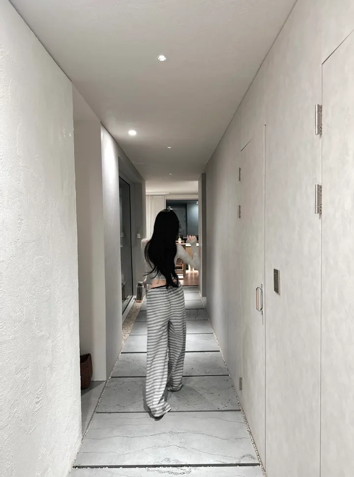 *포근한타올* 허그 스트라이프 팬츠 / 츄리닝 밴딩팬츠 밴딩바지 니트팬츠 니트바지 단가라팬츠 츄리닝바지 트레이닝바지 트레이닝팬츠 와이드팬츠 겨울 하의 수면바지 상세 이미지 9