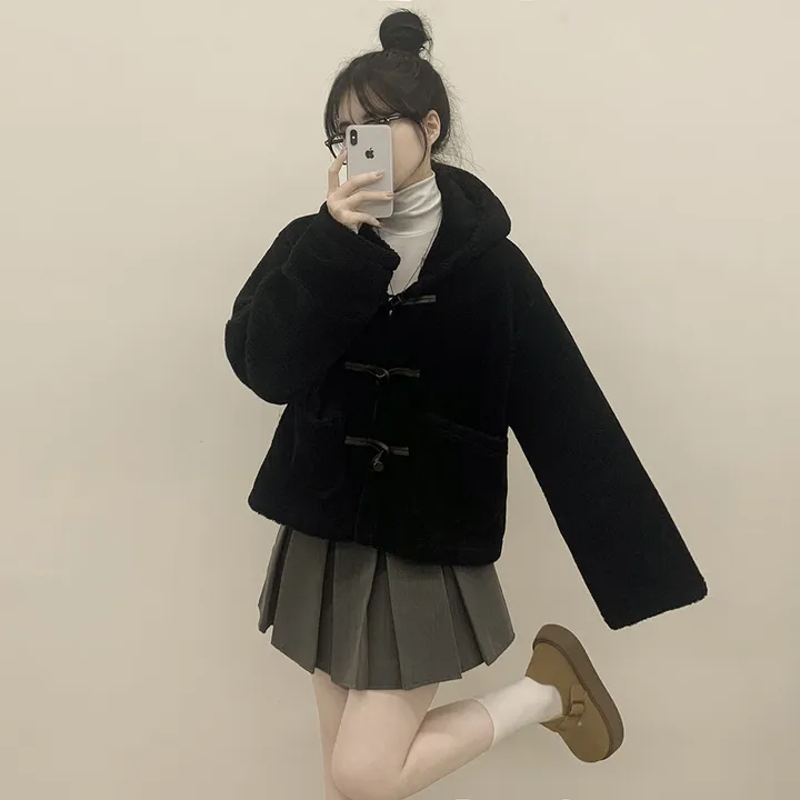 [귀여움/아방핏] 포근 후드 양털 떡볶이 퍼자켓 숏코트 덤블점퍼 상세 이미지 18