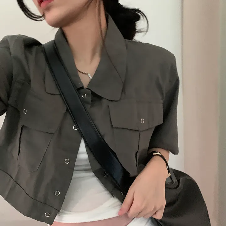 [여름*.*/핏보장🤍] 아몬드 야상 크롭 반팔 자켓 상세 이미지 23