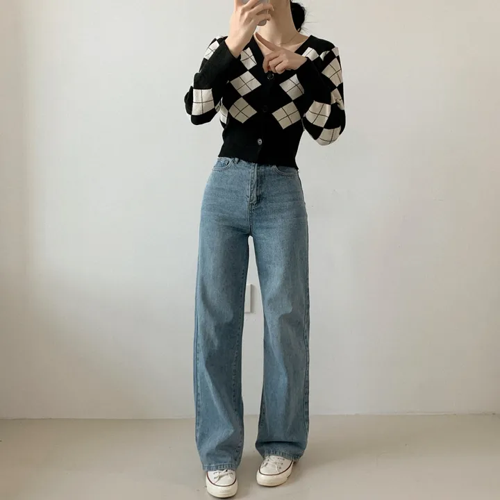 [예쁨보장] 아가일 브이넥 크롭 버튼 니트 가디건 5colors 상세 이미지 19
