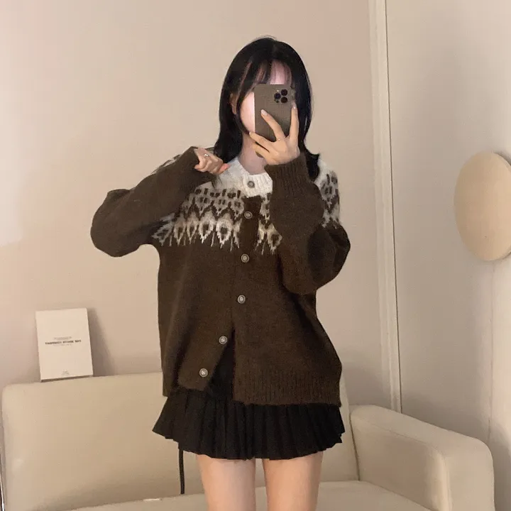 [손등덮는/🧶여리포근] 겨울 필수 아이템! 아벨 노르딕 앙고라 긴팔 니트 가디건 상세 이미지 13