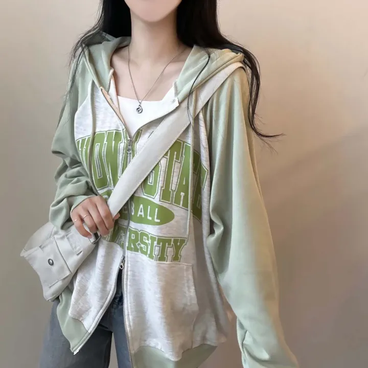 오늘출발🤎 [오버핏/투웨이~] 스테이트,오버핏 레터링 투웨이 배색 후드 집업 [4color] 상세 이미지 31