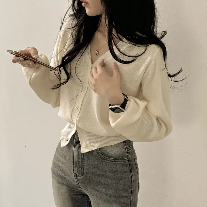 [팔뚝살커버!] 허리잘록~ 포근 브이넥 데일리 브이넥 아방핏 니트가디건 상세 이미지 2