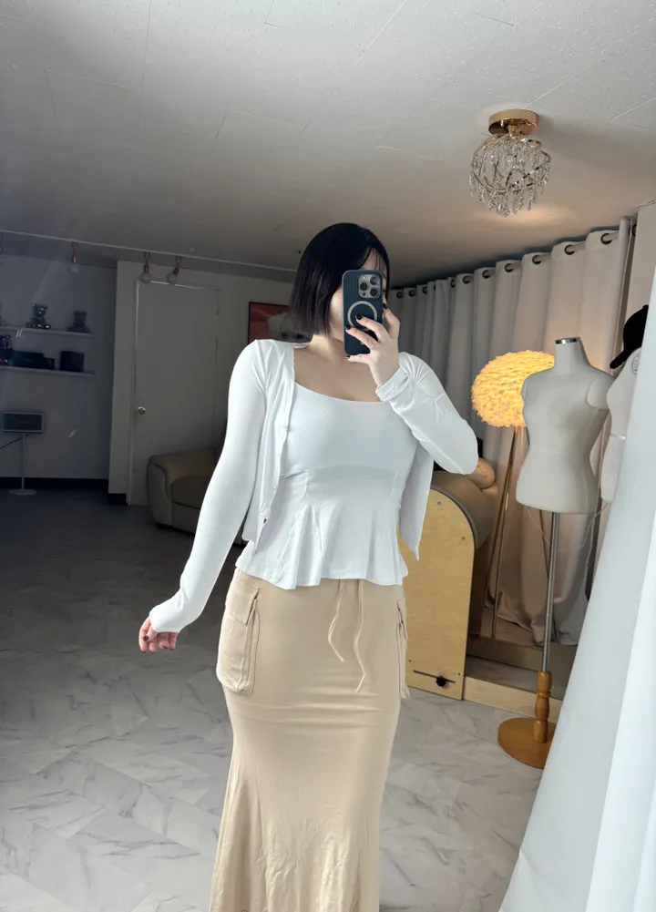 플레어 나시 가디건 투피스 세트 상세 이미지 12