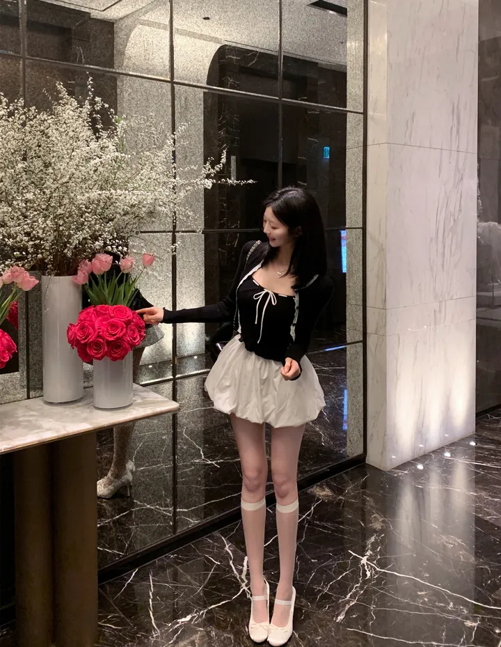 아인 레이스 리본 나시 가디건 세트 상세 이미지 5