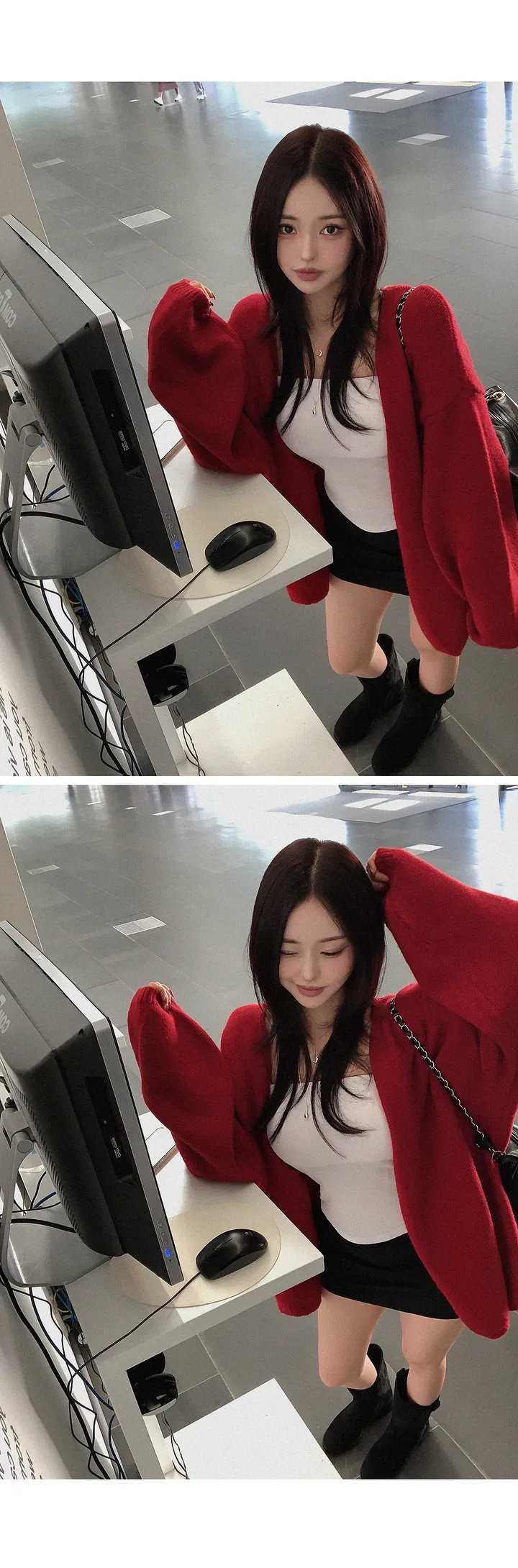 [고퀄/아방핏!] 델라 원버튼 루즈핏 벌룬가디건 아방가디건 레드가디건 도톰가디건 가을가디건 가을아우터 가을옷 가을신상 봄가디건 봄아우터 봄옷 봄신상 상세 이미지 6