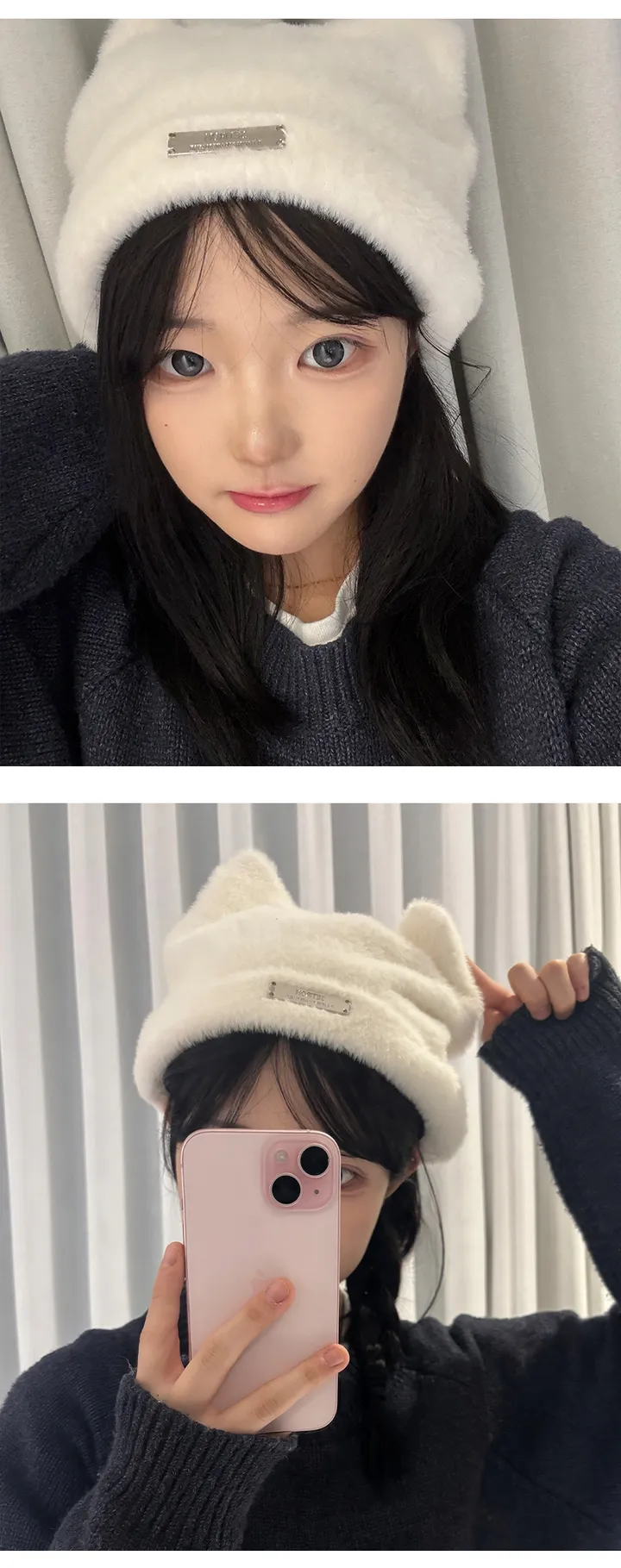 [최저가/고양이/당일🚀] 쫑긋 고양이 냥이 겨울 귀 비니 모자 고양이비니 곰돌이비니 방한 밍크 털모자 상세 이미지 11