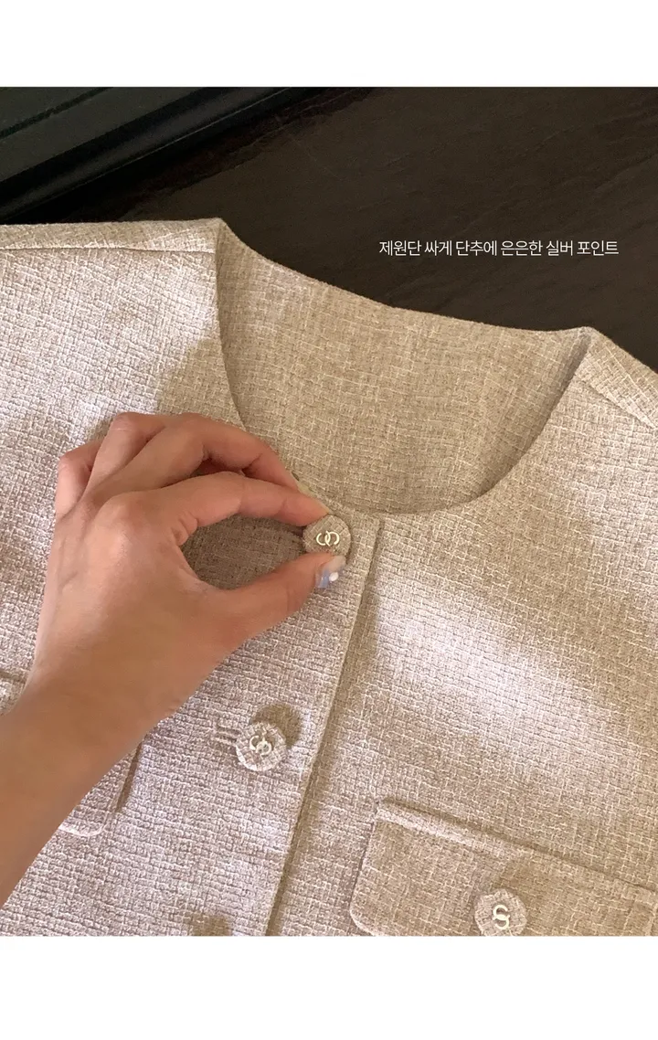 [셋업가능][10등신비율🖤/하객룩!][3천장돌파][자체제작] 클래식 엘빈 트위드 크롭 자켓 [2Types반팔/긴팔] 상세 이미지 9