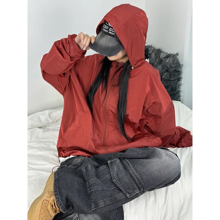 [재진행/UNISEX]고프 후드 루디 컬러 힙 윈드 집업 점퍼(chacoal,wine,blue) 상세 이미지 28