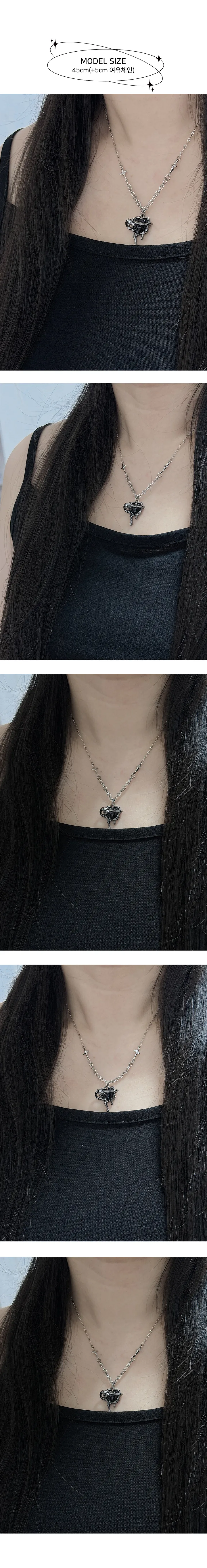 스파크 포인트 멜팅 하트 목걸이 (2color/3size) 상세 이미지 3