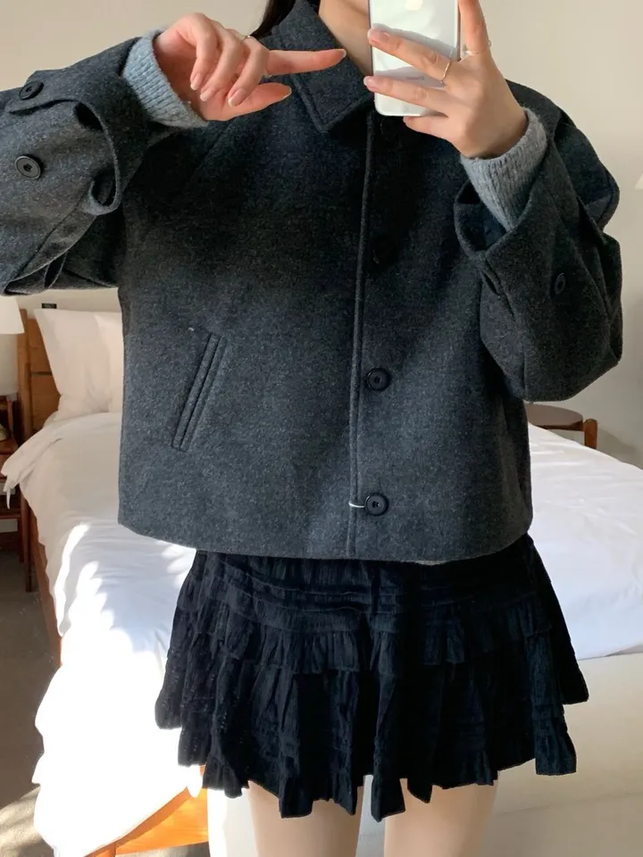 [아방루즈핏/💞러블리] 머스 카라 숏 코트 자켓 모직코트 상세 이미지 37