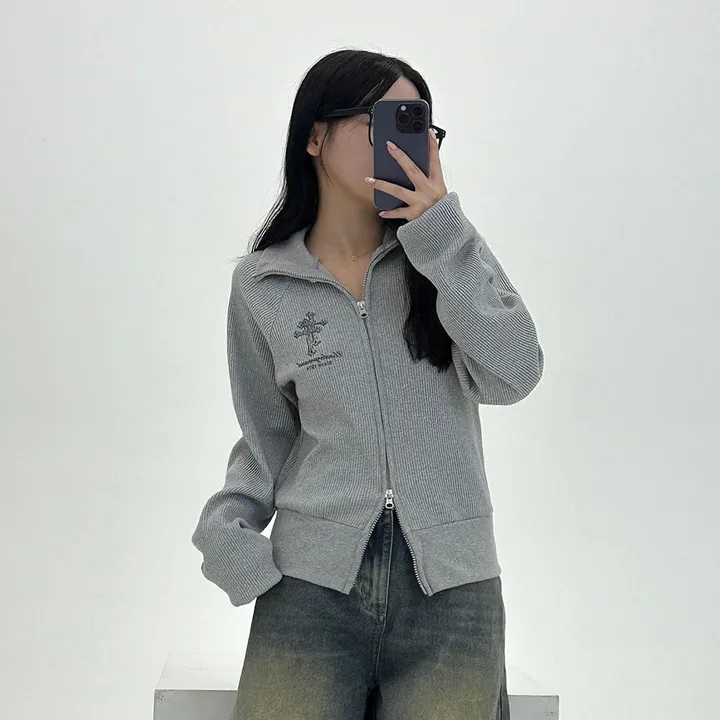 [말라핏/허리잘록] 세인트 골지 투웨이 집업 - 3color 상세 이미지 25
