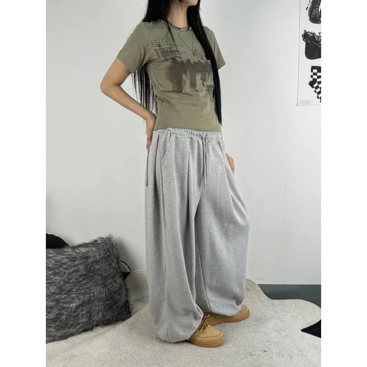 ❤️‍🔥기모선택│업그레이드 ver.│누적판매1,000 돌파 기념│4size!❤️‍🔥[UNISEX/기획특가]사이드 폴드 핀턱 스트링 루즈 와이드 벌룬 트레이닝 팬츠(2color) 상세 이미지 56